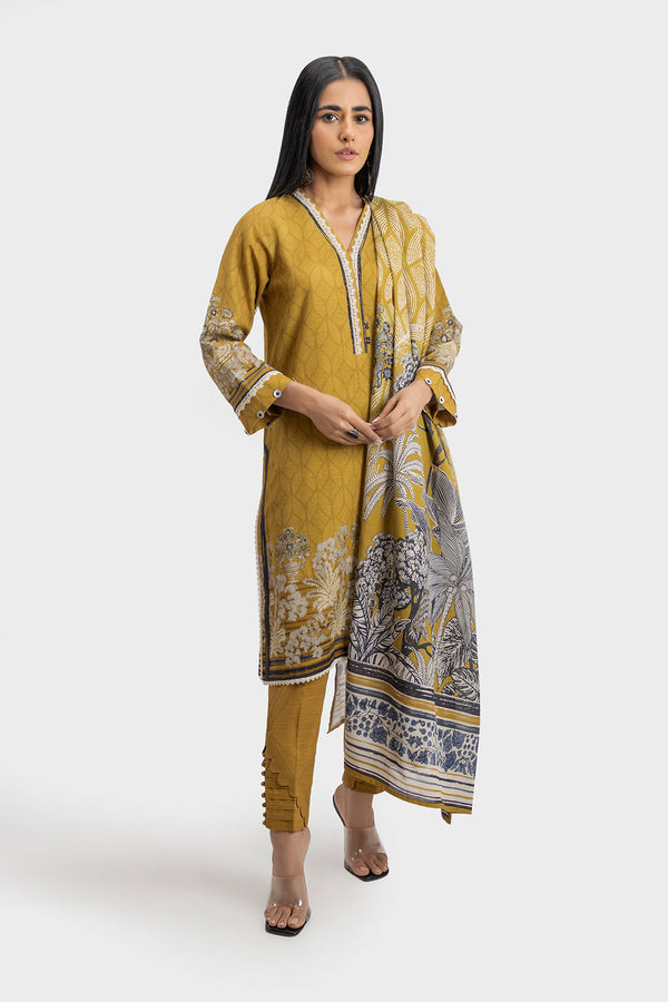 Olive green | Unstitched | Khaddar