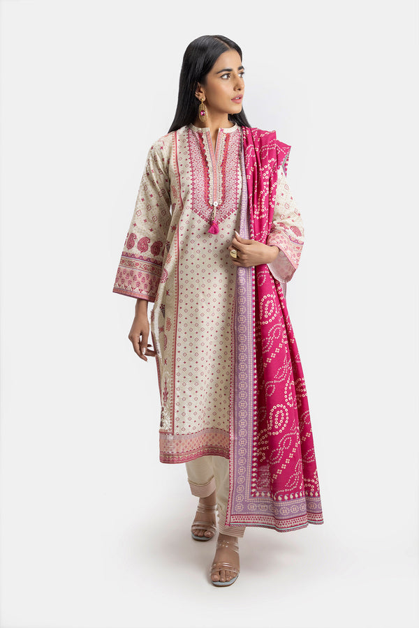 white | Unstitched | 3pc | Khaddar