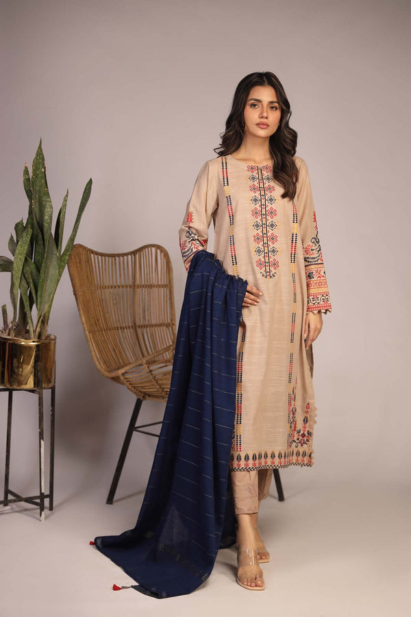 Embroidered Slub Lawn 3 Piece