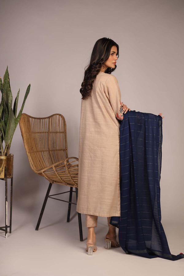 Embroidered Slub Lawn 3 Piece
