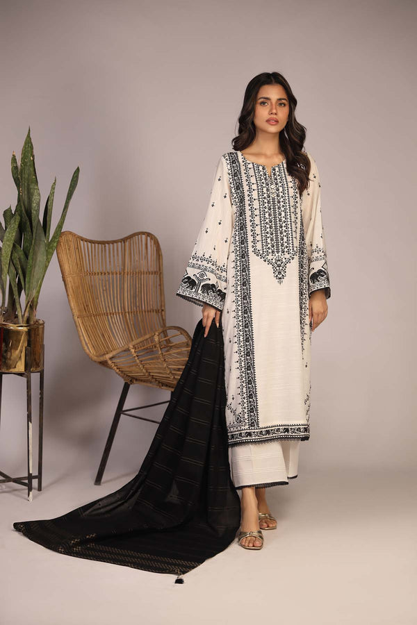 Embroidered Slub Lawn 3 Piece