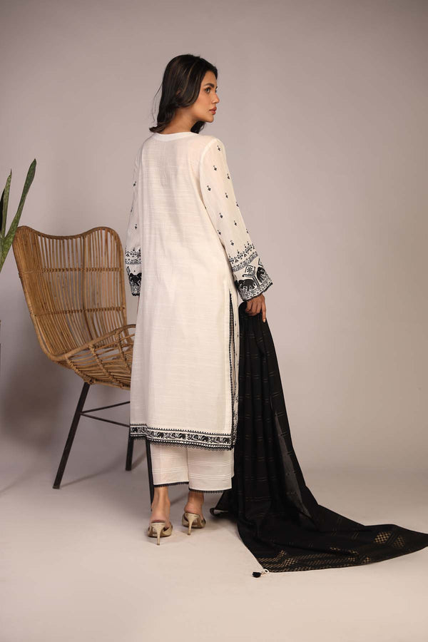 Embroidered Slub Lawn 3 Piece