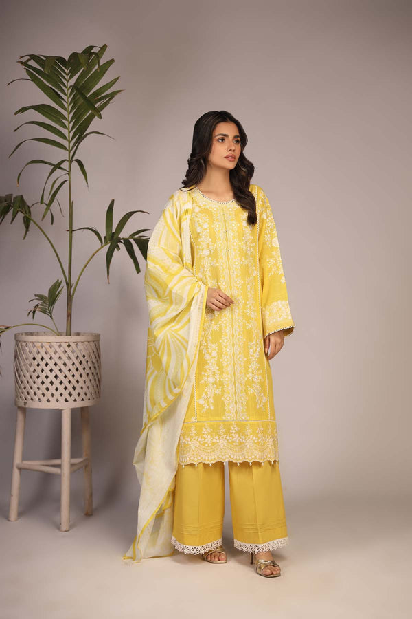 Embroidered Slub Lawn 3 Piece