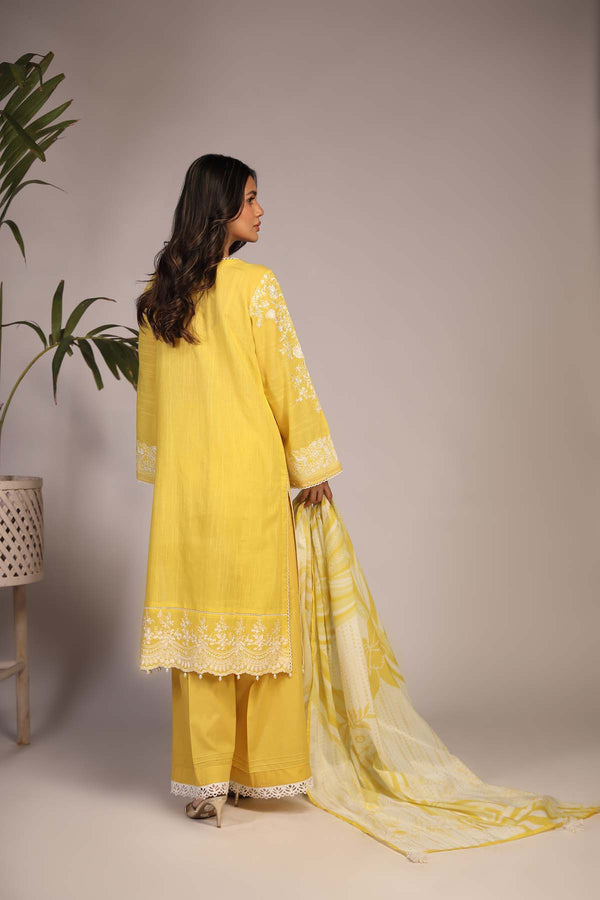 Embroidered Slub Lawn 3 Piece