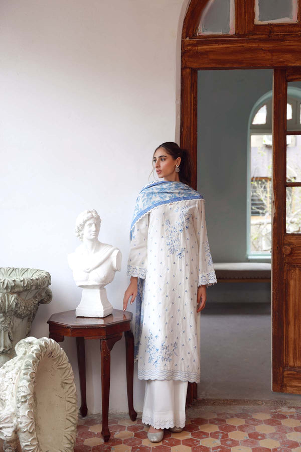 Embroidered Slub Lawn 3 Piece