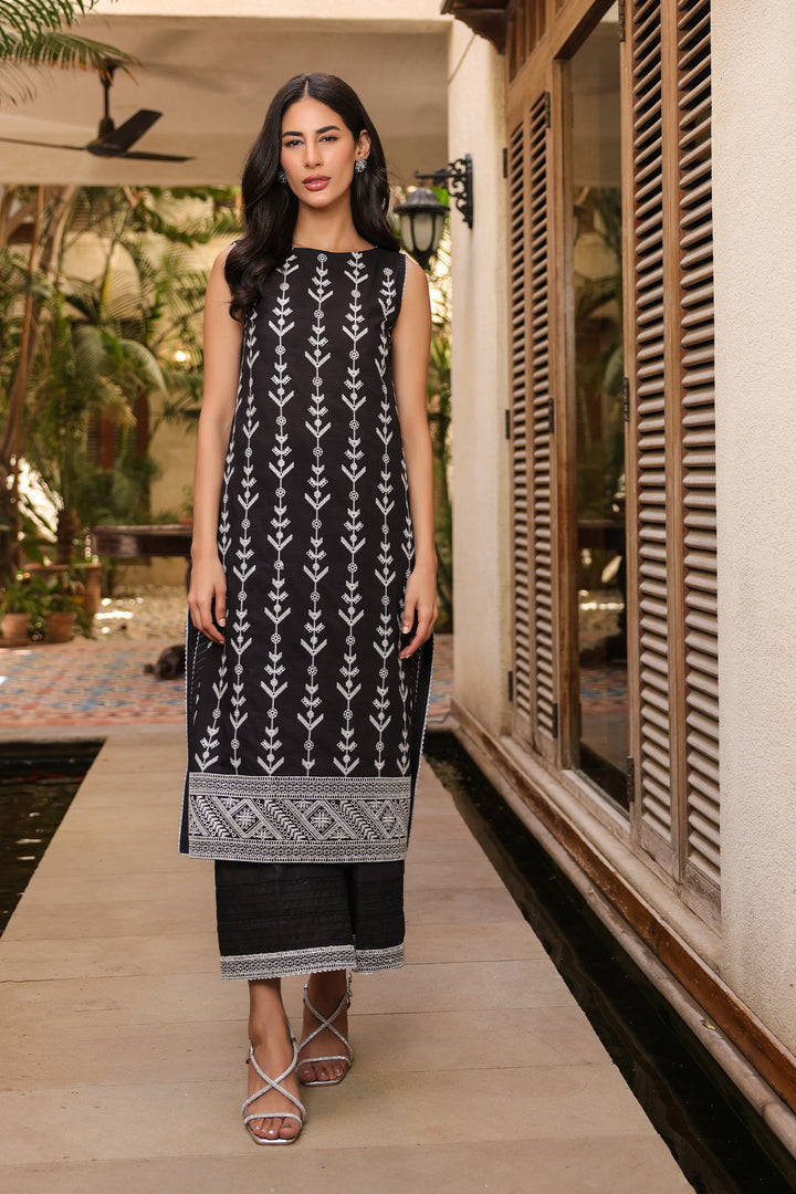 Unstitched Chikankari | Embroidered Lawn | Black suit